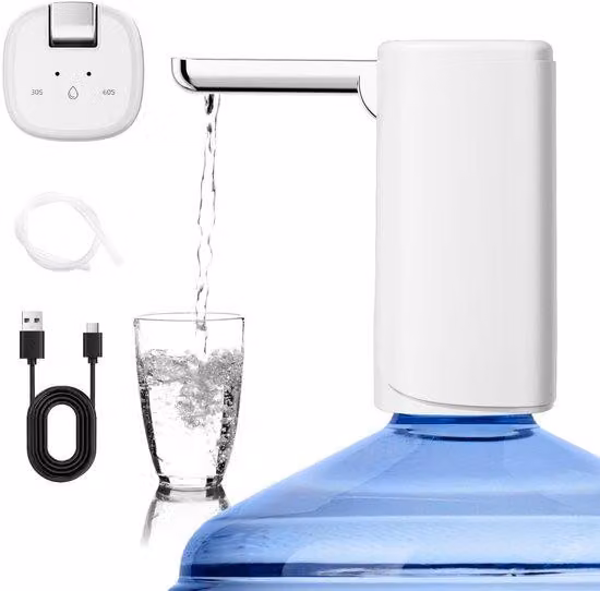 Pompa manuale elettrica per acqua, confezione doppia, bianca, ricaricabile