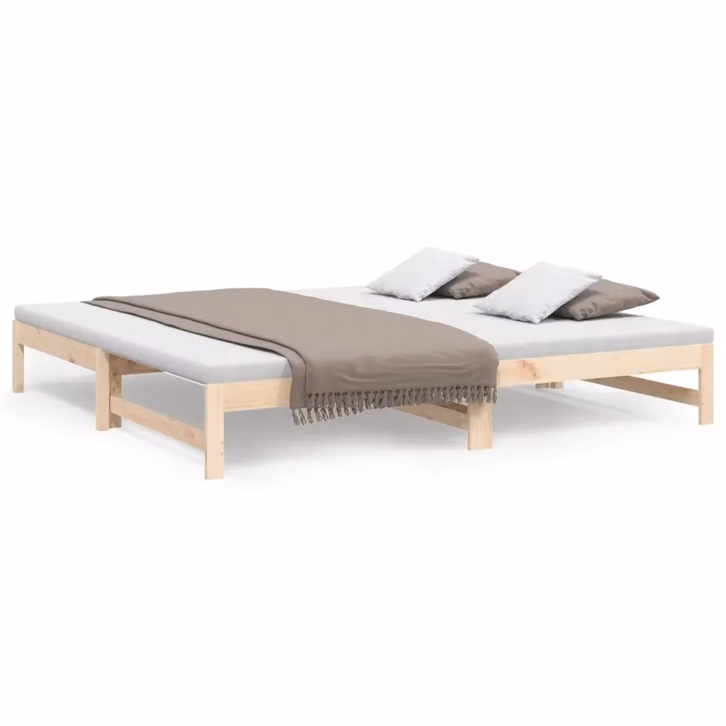 vidaXL Dormeuse Estraibile in Legno Massello di Pino con Doghe Fisse L/P/H: 200 x 80 x 30 cm – 2