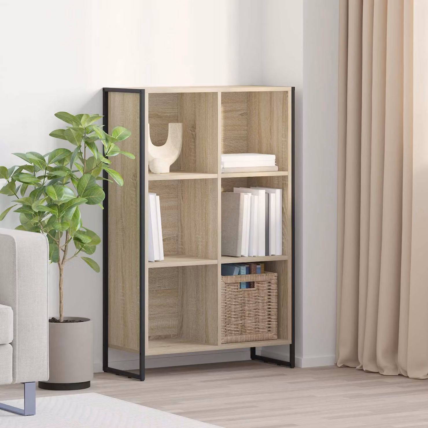 vidaXL Armadio per Libri in Stile Industrial, Marrone, L: 68 cm, P: 30 cm, H: 108 cm