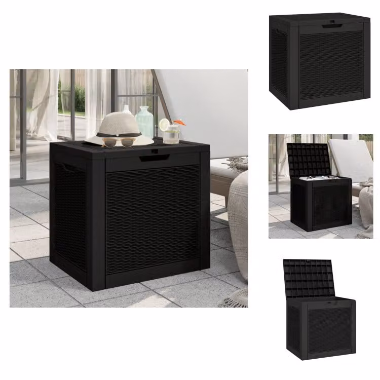 vidaXL Cassetta da giardino nera 55,5x43x53 cm in polipropilene - Cassette da giardino