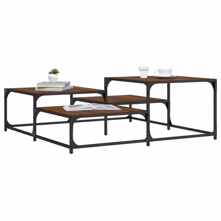 Tavolino da salotto quadrato vidaXL in legno rovere marrone L: 107 cm, P: 107 cm, H: 40 cm