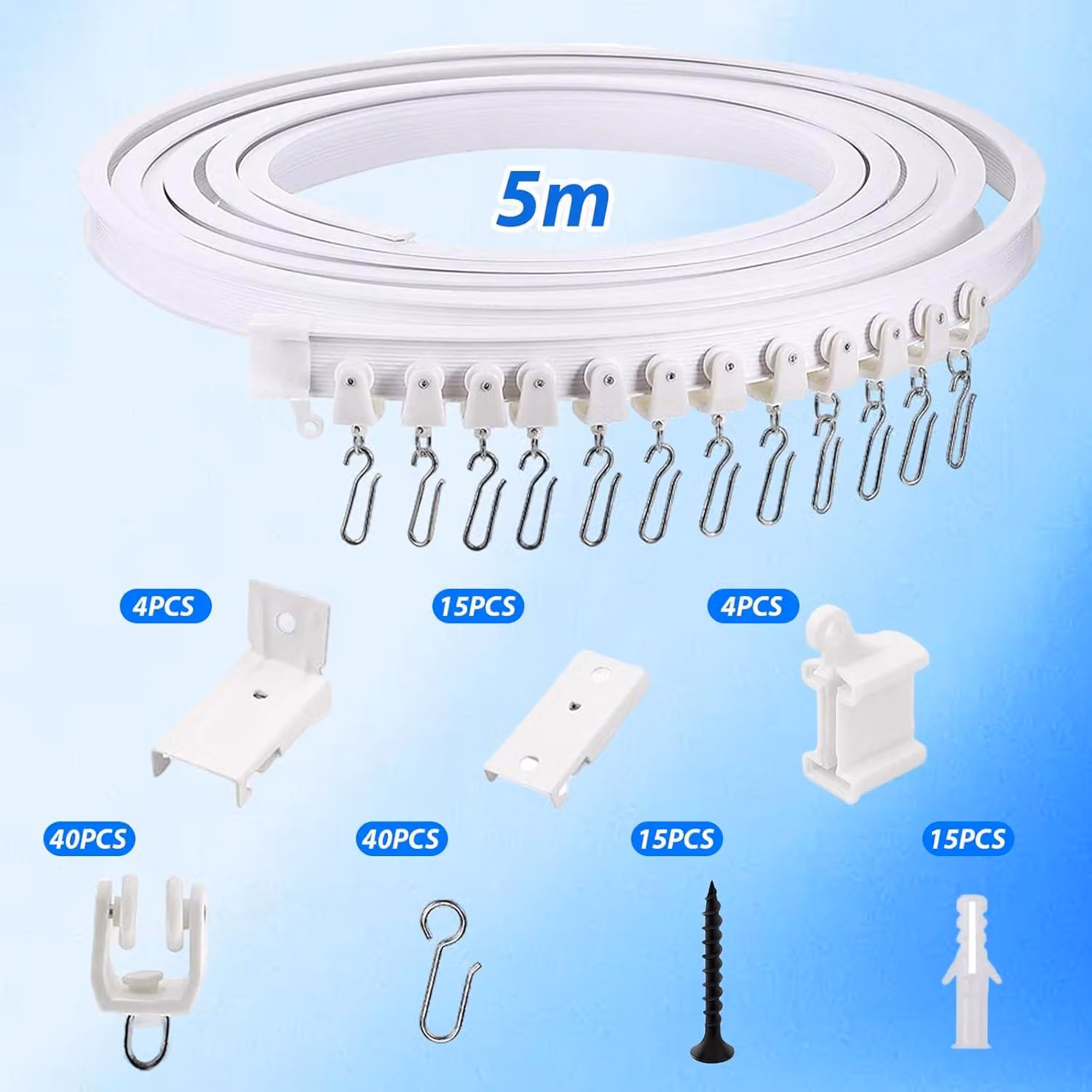 binario per tende da 5 metri per il montaggio a soffitto - Binario per tende flessibile - Binario per doccia per caravan - Binario per tende a soffitto per divisori di stanze