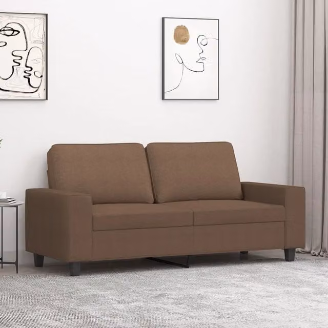 Divano a 2 Posti Marrone 140 cm in Tessuto 359394