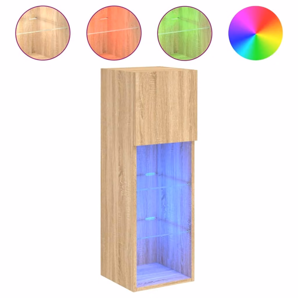 Mobile TV con Luci LED Rovere Sonoma 30,5x30x90 cm