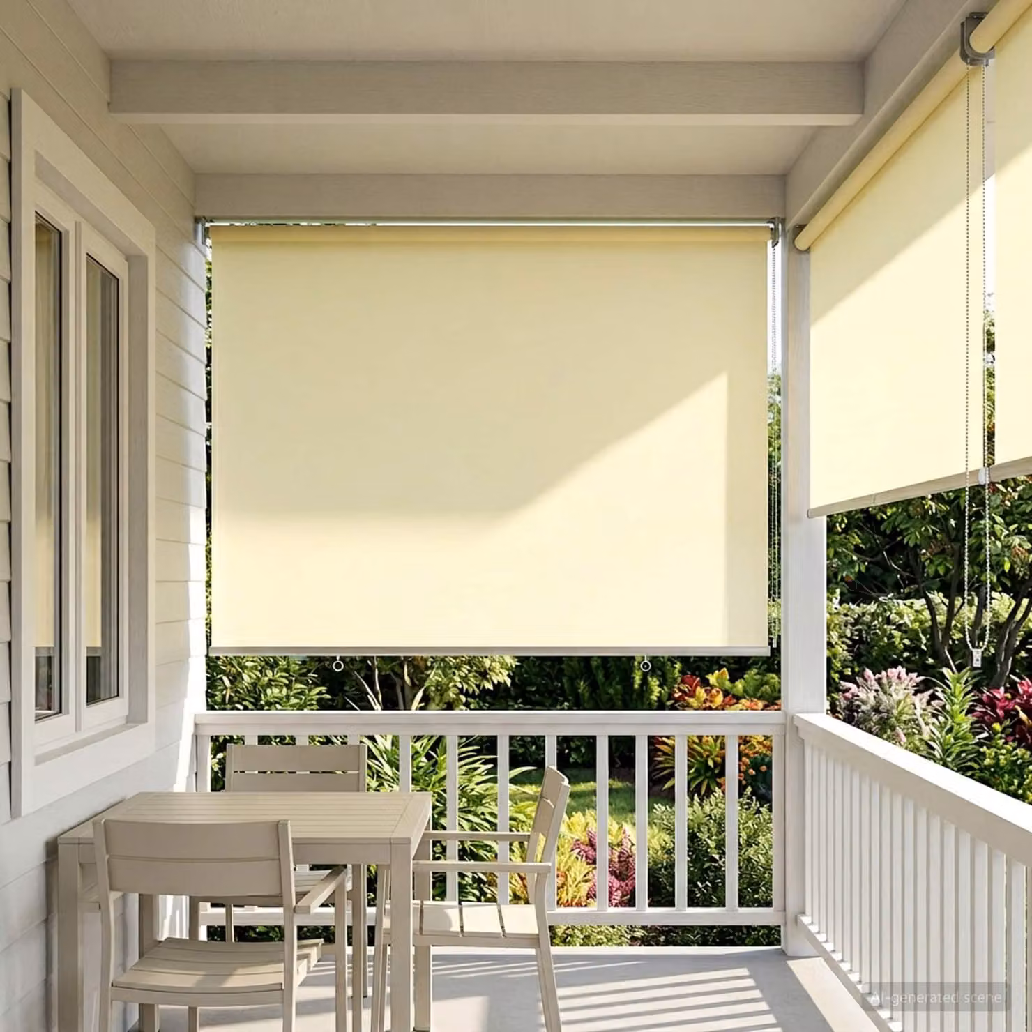 Tenda da sole a rullo vidaXL con protezione UV in poliestere, colore beige, L: 140 cm, H: 180 cm