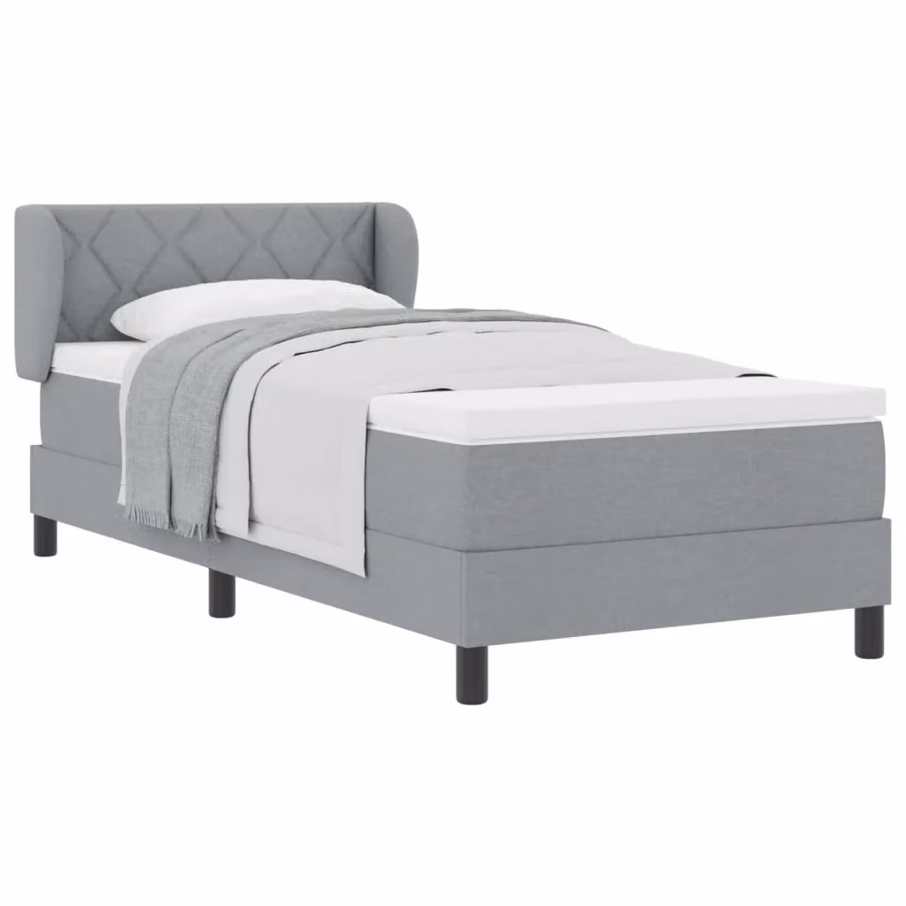 Letto a molle con testiera vidaXL in tessuto grigio, L/P/H: 100 x 200 x 88 cm – 2