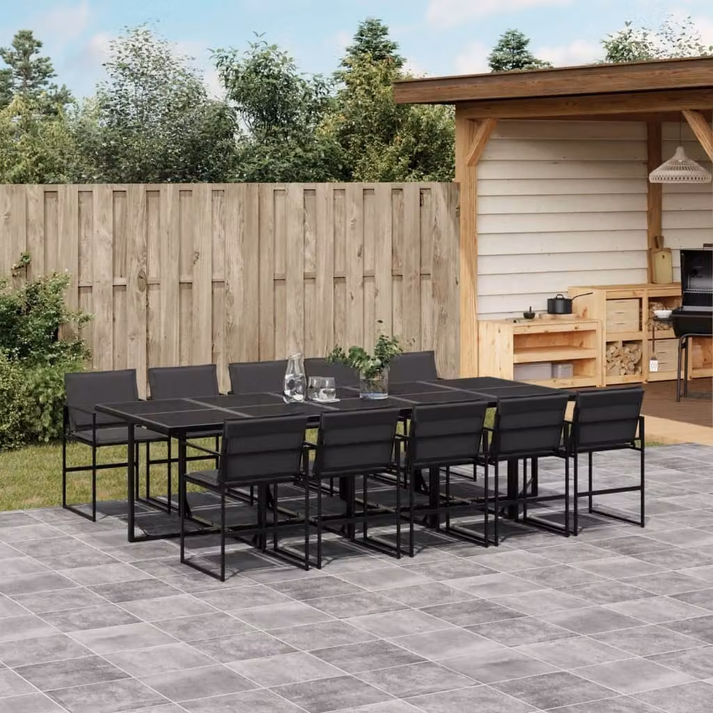 Maison Exclusive - Set da pranzo da giardino da 11 pezzi con cuscini in Textilene nero