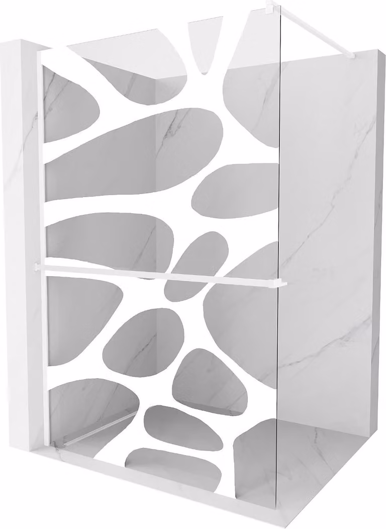 Mexen Kioto+ parete doccia con mensola Walk-in 100 x 200 cm, onda bianca, bianca - 800-100-121-20-97