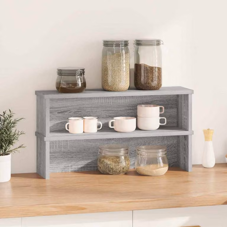 vidaXL Scaffali da Cucina Impilabili 2 pz Grigio Sonoma 60x15x16 cm