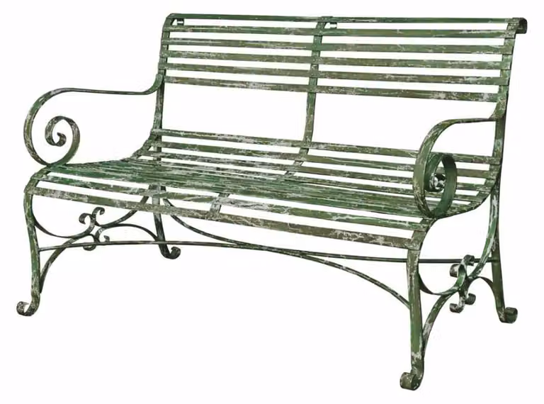 Panchina da giardino in ferro battuto in stile Art Nouveau "Casa Padrino", verde antico, 120 cm - Mobili da giardino