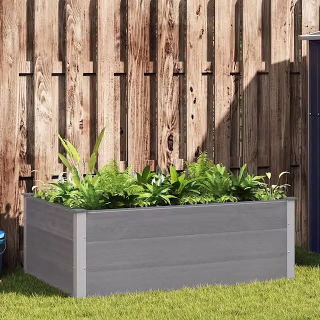 Letto rialzato da giardino VIDAXL in WPC e alluminio, Grigio, L 150 x P 100 x H 54 cm