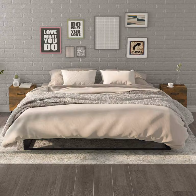 Set di 2 comodini vidaXL in stile industriale, colore rovere fumo, L 40 cm x P 35 cm x H 47,5 cm
