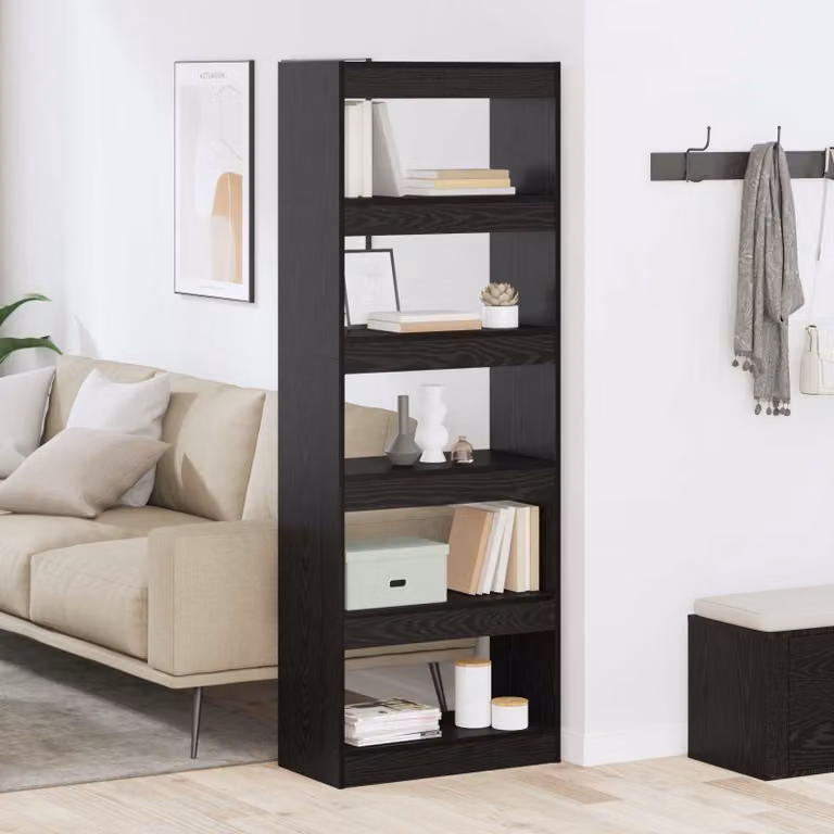 vidaXL Armadio per Libri Moderno in MDF con 5 Livelli, Colore Rovere Nero, L 60 cm x P 30 cm x H 166 cm