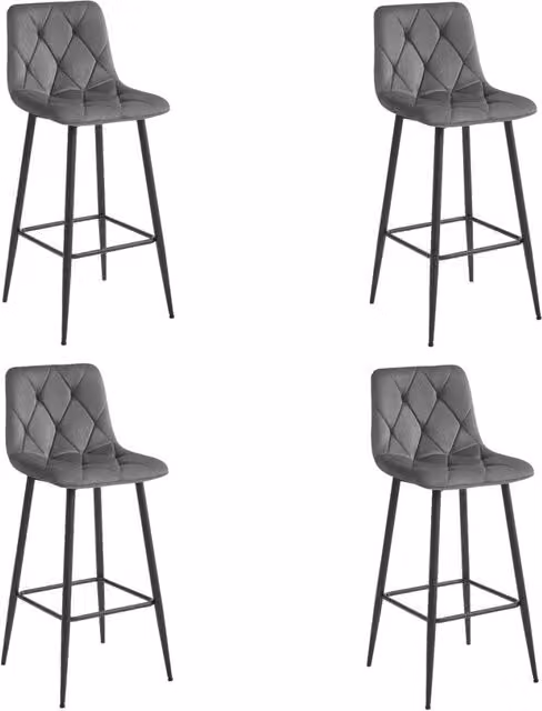 Set di 4 sgabelli bar NADO in velluto grigio scuro e acciaio