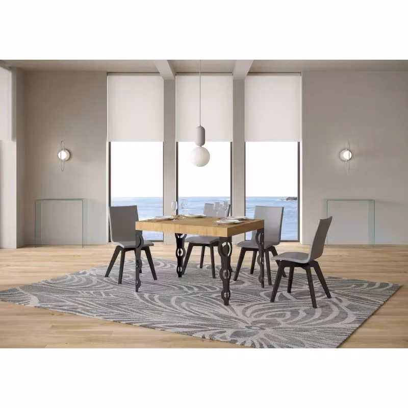 Tavolo allungabile Itamoby moderno in legno e metallo, L/P/H: 120 x 80 x 77 cm, colore Quercia e Antracite – 2