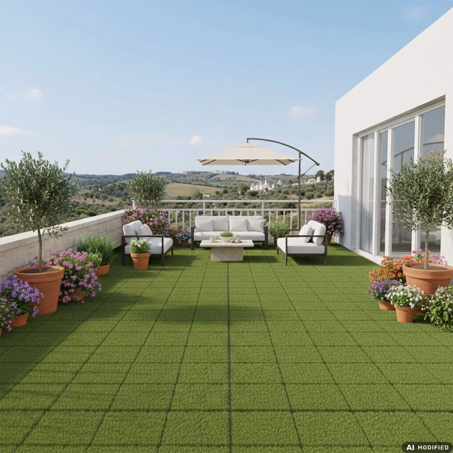 Set di 4 mattonelle a incastro per prato esterno in polietilene verde Vestiamo Casa Giardino, 30x30 cm – 2