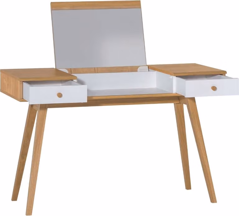 Calicosy - Tavolo da toeletta con specchio ribaltabile e 2 cassetti - L120 cm