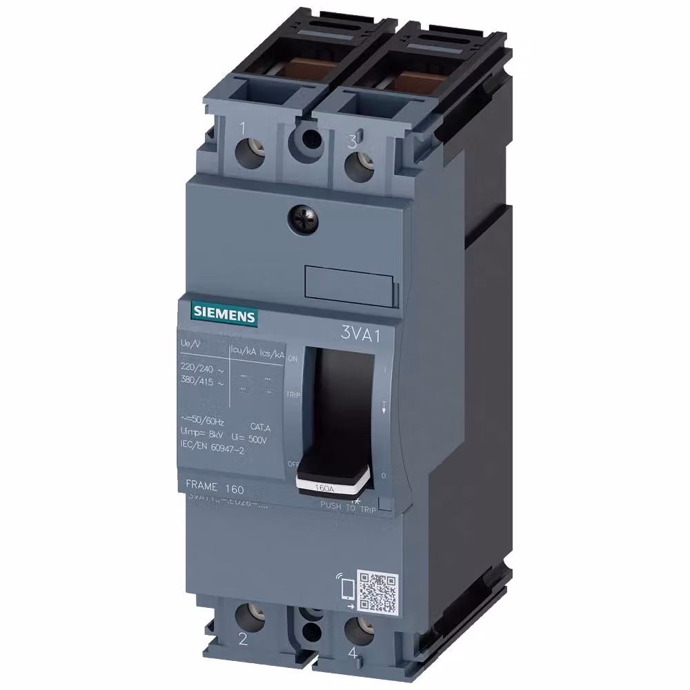 Interruttore di potenza Siemens 3VA1, telaio IEC 160, classe di capacità di interruzione S, Icu=36 kA a 415 V, 3VA11164ED260AA0
