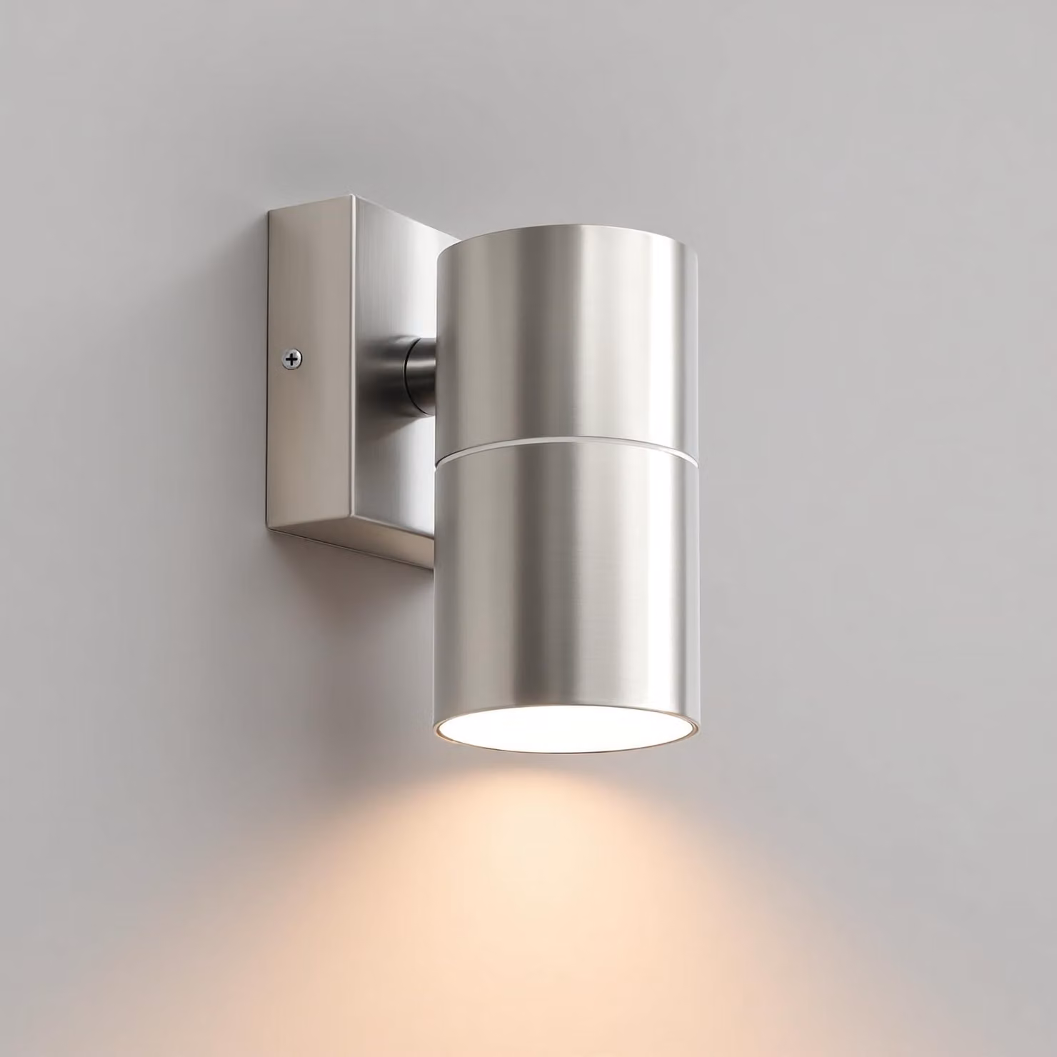 Lampada da parete in acciaio inossidabile, attacco GU10, 5W, 3000K, grado di protezione IP54, colore argento