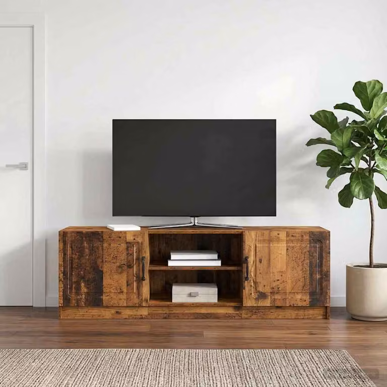 Mobile TV vidaXL in legno antico marrone con scomparti multimediali L: 150 cm, P: 31 cm, H: 47 cm