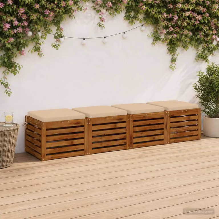 Set di 4 cuscini per sedia quadrati vidaXL in schiuma e poliestere, colore beige, con rivestimento lavabile e resistente ai raggi UV