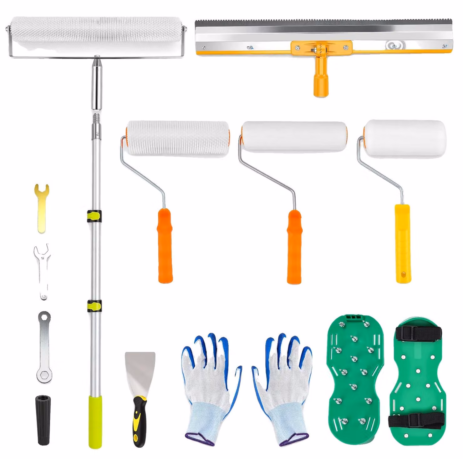 Set di strumenti autolivellanti, set di rulli a punte, asta telescopica regolabile, WEISS