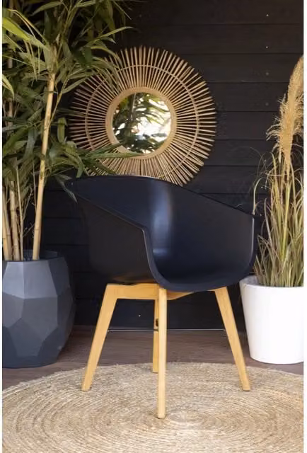 Set di 2 sedie AMALIA Eucalyptus HARTMAN in legno e plastica, stile scandinavo, colore nero opaco, per giardino e terrazza – 1