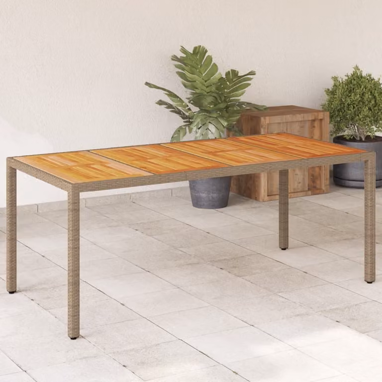 Maison Exclusive - Tavolo da giardino beige, 190x90x75 cm, in rattan sintetico e legno di acacia