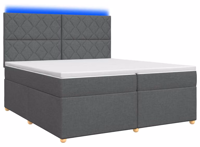 Letto a molle con materasso grigio scuro 200 x 200 cm in tessuto
