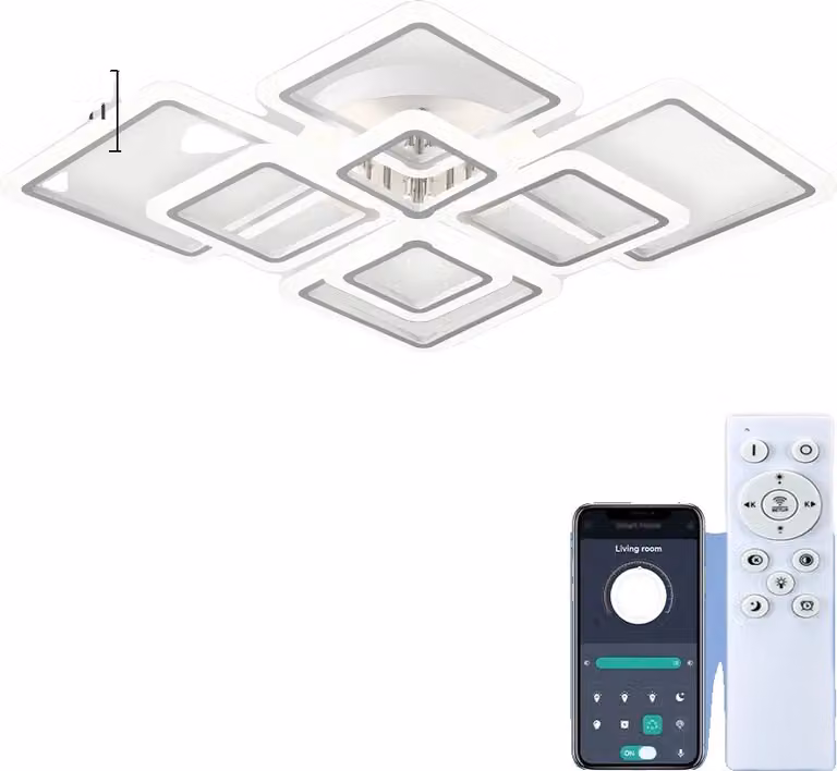 Lampada a sospensione a soffitto, LED dimmerabile, con telecomando, 8 teste, dimmerabile APP e RC