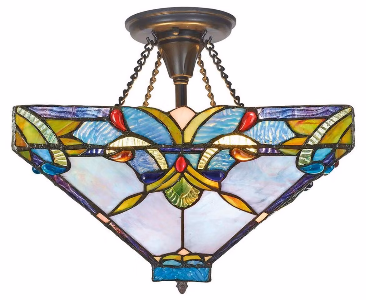 Lampada a sospensione Casa Padrino in stile barocco, collezione Tiffany, colorata, diametro 36 cm, altezza 40 cm - Lampada in vetro realizzata a mano