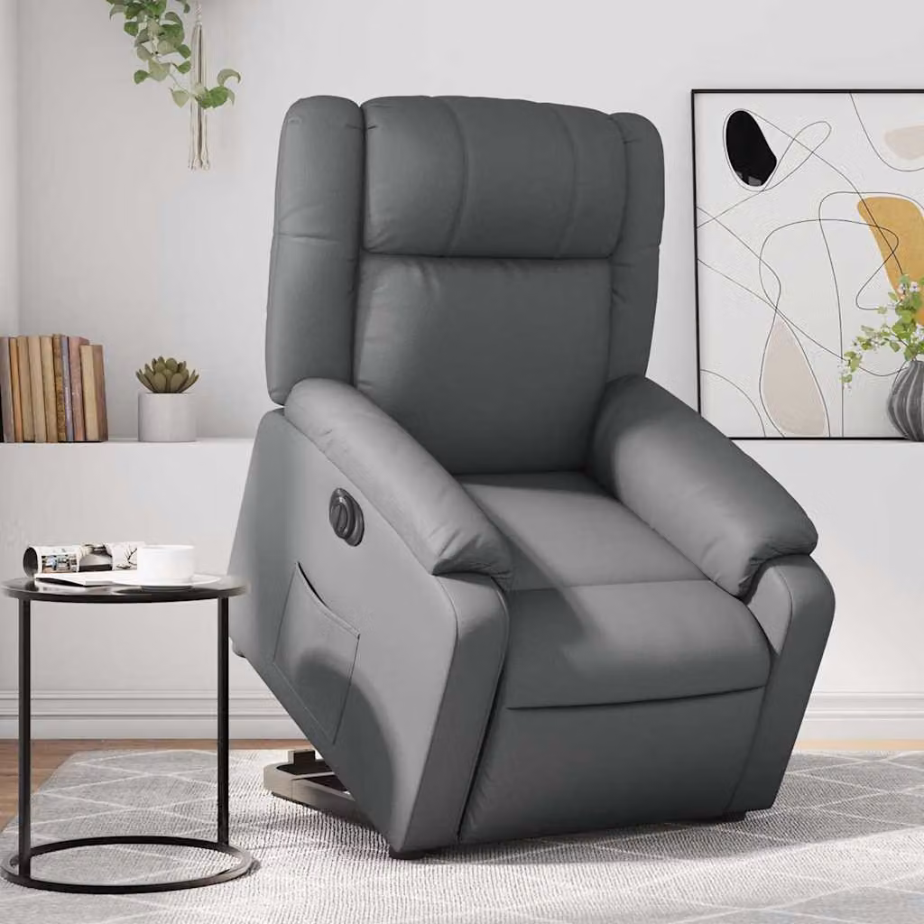 Poltrona Alzapersona Elettrica Reclinabile vidaXL in Similpelle Grigio – 1