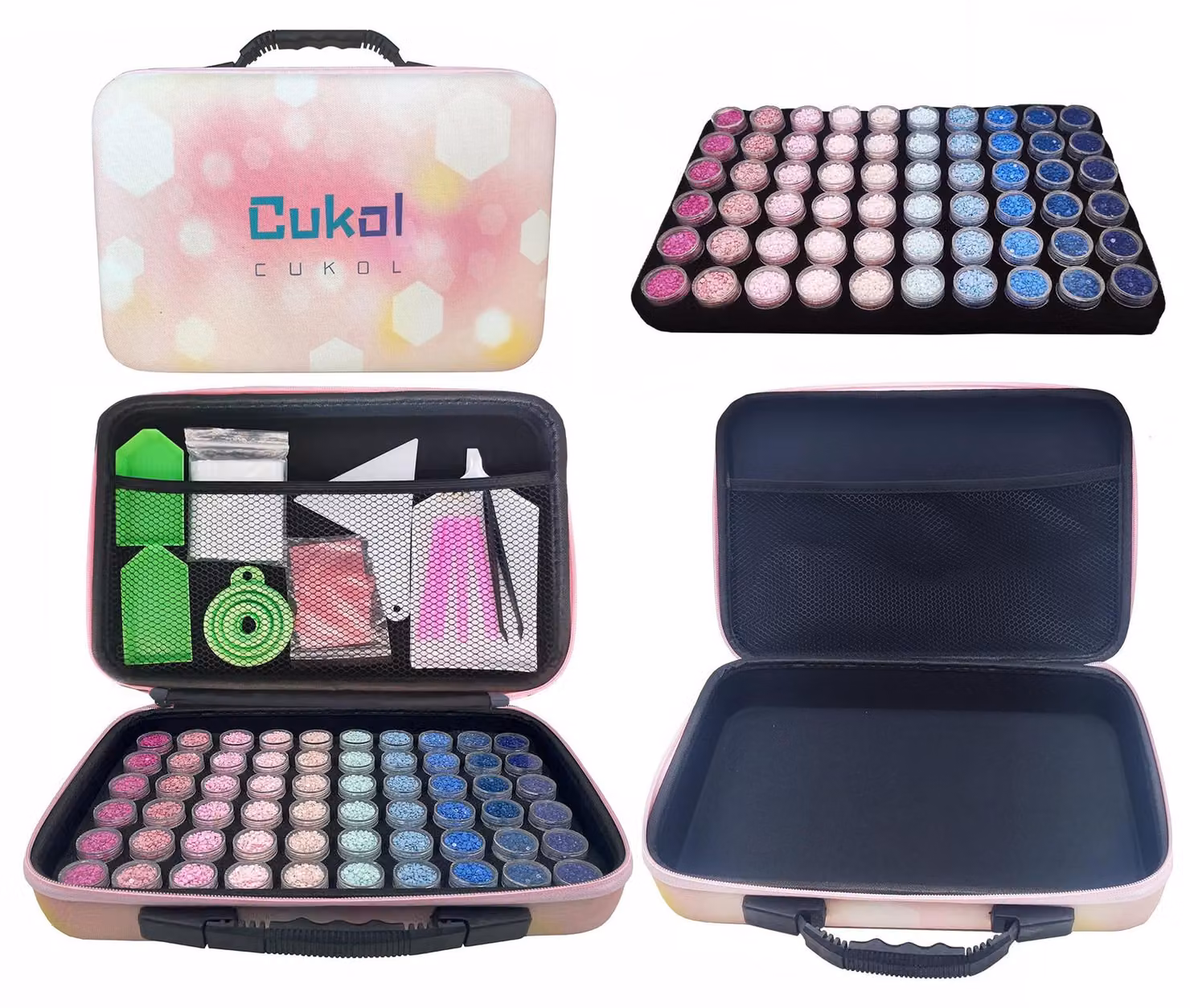 Scatola di stoccaggio per kit di pittura a diamante, confezione da 100 pezzi, in lino, colore rosa