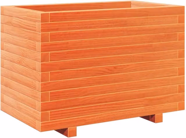 Fioriera in legno massello di pino marrone cera per giardino, L: 70 cm, P: 40 cm, H: 49,5 cm