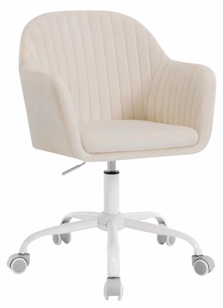 Sedia da ufficio Samt - Sedia girevole ergonomica - Regolabile in altezza - Con braccioli - Con rotelle - Beige