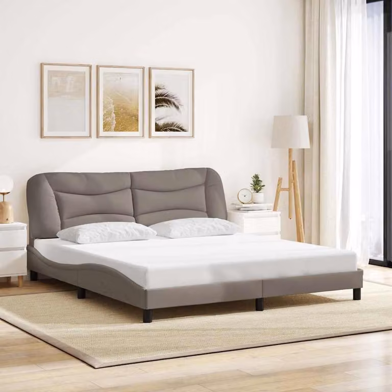 Giroletto senza materasso Hvar vidaXL in tessuto color tortora, dimensioni 180 x 200 cm