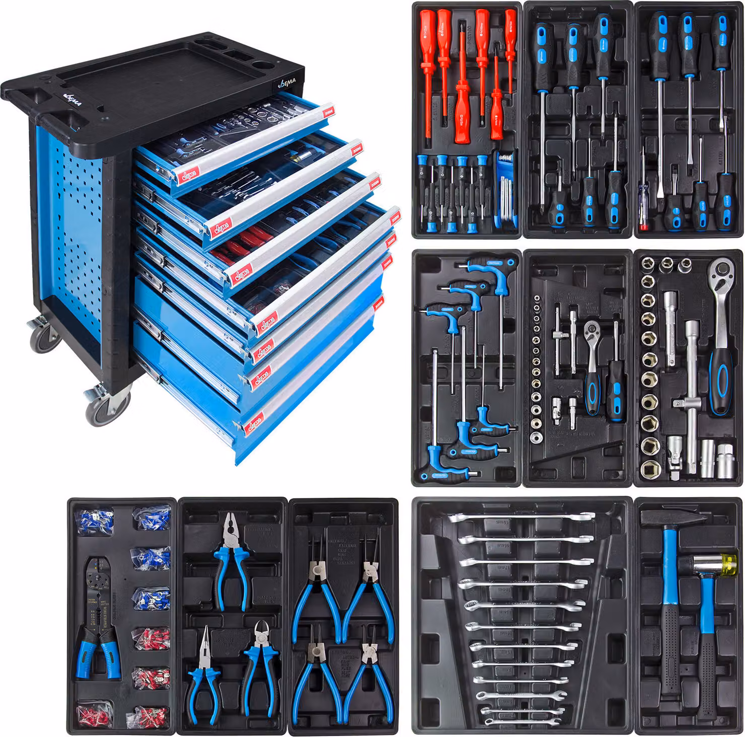 Carrello da officina Carrello portautensili con utensili 262 pz