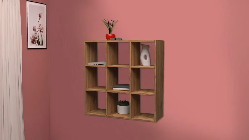 Libreria Maruska Wotan con 9 Ripiani in Rovere, Colore Marrone, L 90 cm x P 25 cm x H 90 cm – 2