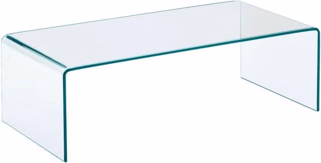 Tavolino rettangolare moderno Sweeek in vetro temperato trasparente L: 80 cm, P: 55 cm, H: 35 cm