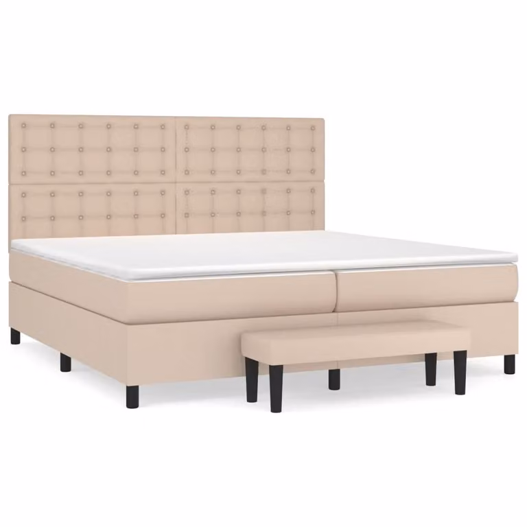 Giroletto a Molle con Materasso Cappuccino 200x200cm Pelle finta