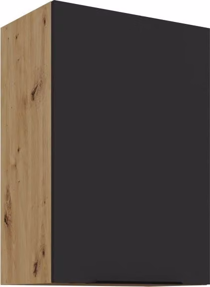 Mobile cucina superiore LUNARA - larghezza 50 cm, nero / rovere artigianale