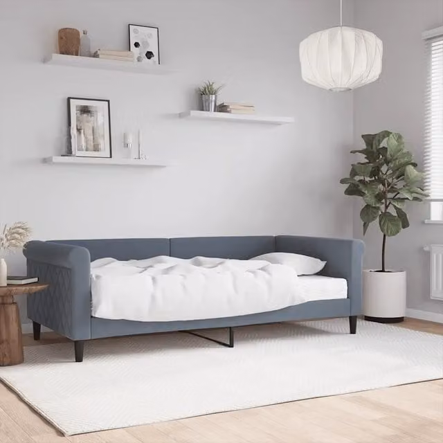Divano Letto con Materasso-Sofa Letto-Daybed Grigio Scuro 90x190 cm in Velluto 508098
