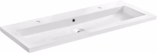 Lavabo da incasso ELIO 120 cm in ceramica bianca lucida con doppio rubinetto