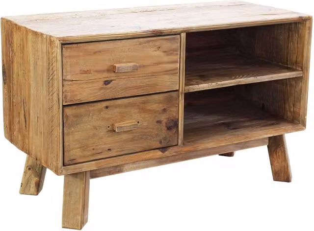 MOBILE ELSDON IN LEGNO DI PINO RICICLATO CON 2 CASSETTI 90 X 40 X H55 CM
