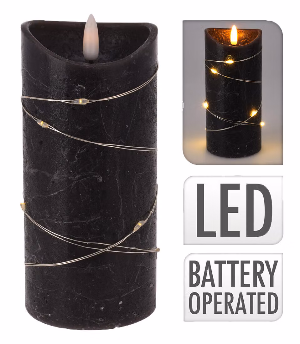 candela LED 7x15cm 1LED/10LED NERO