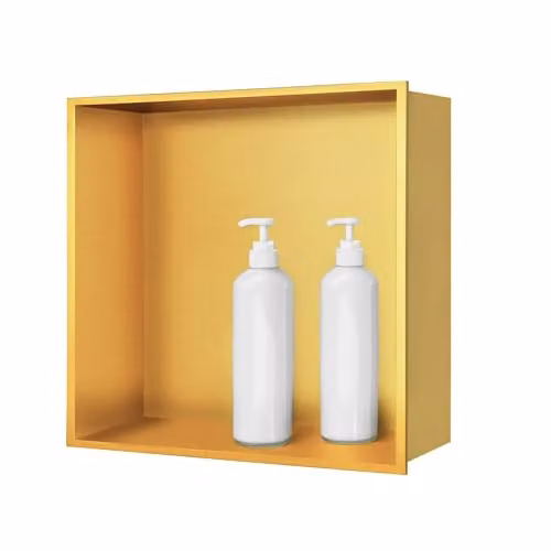 sunrik Nicchia Doccia Incasso Oro 30x30x10 Cm, Acciaio Inox, Mensole