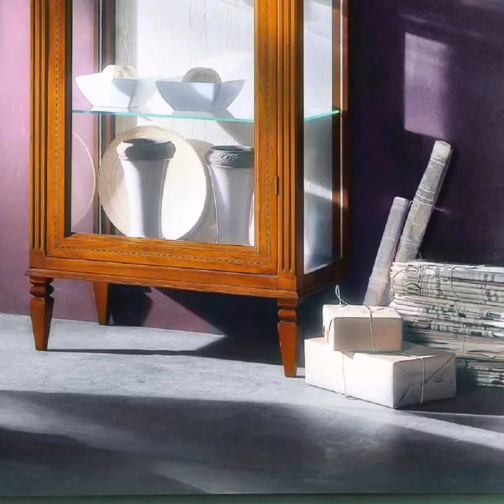 Vetrina classica in legno con porta in vetro Mobili 2G finitura Bassano L: 78 cm, P: 43 cm, H: 175 cm – 3