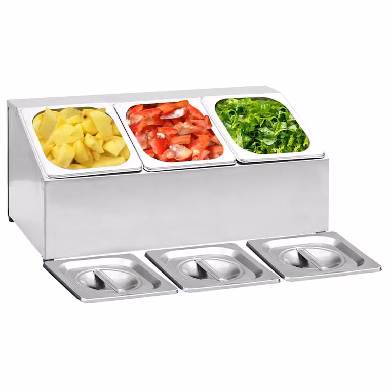vidaXL Supporto Gastronorm in Acciaio Inox Argento con 3 Contenitori GN 1/6