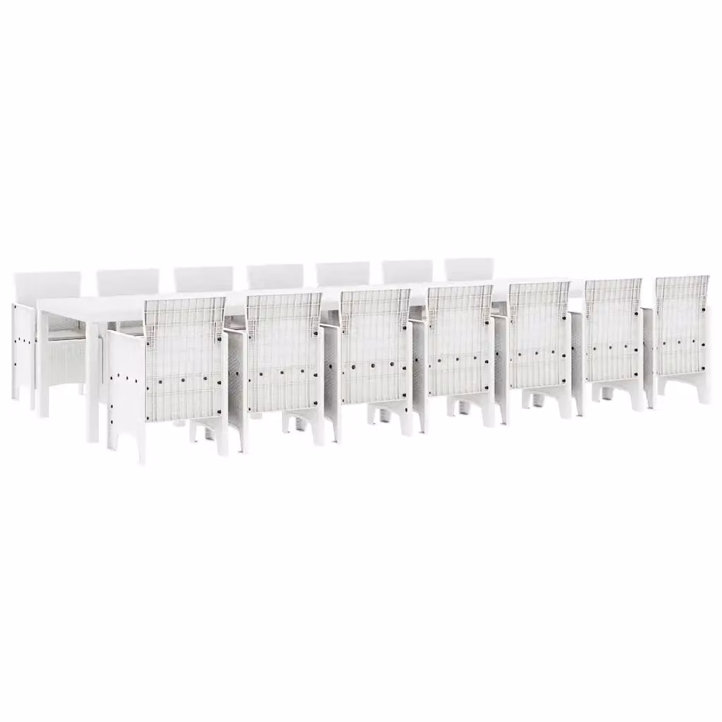 Set da pranzo da giardino moderno vidaXL in rattan bianco con 15 pezzi – 2