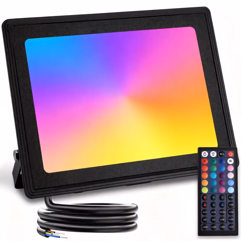Faretto LED da 50W RGB con telecomando, grado di protezione IP65 (resistente all'acqua), dimmerabile, con timer